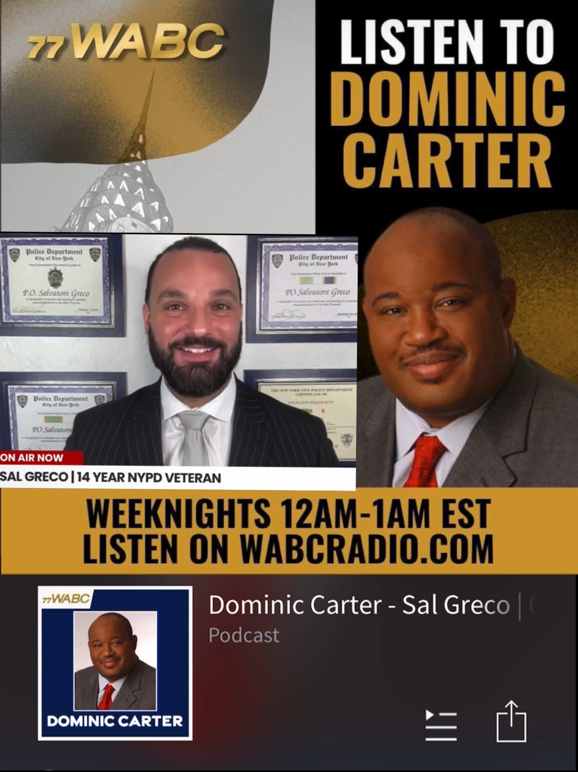 The Dominic Carter Show on 770 WABC radio with guest Sal Greco