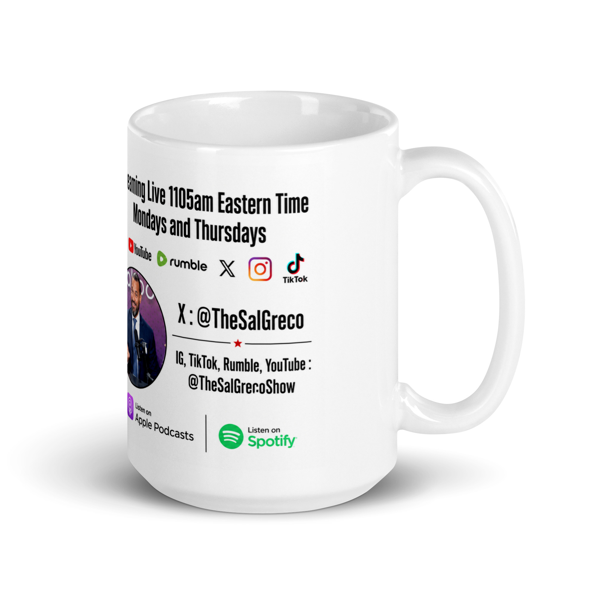 The Sal Greco Show White glossy mug - Image 5